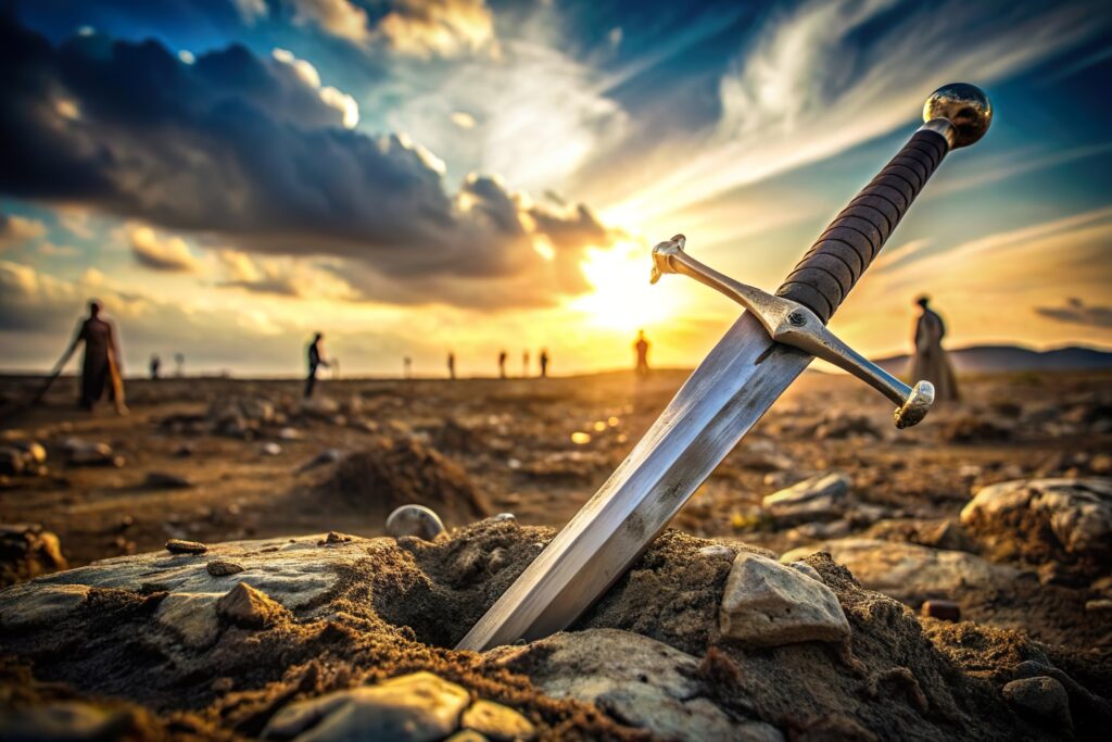 sword on battlefield ground